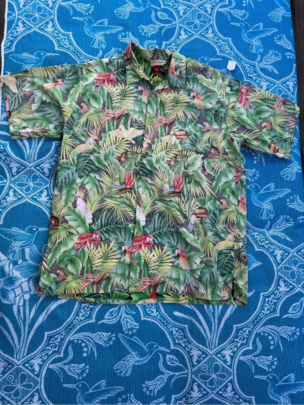 Vintage Mix Studio 3XT Tall Hawaiian Shirt Parrots Toucan Birds Made in USA